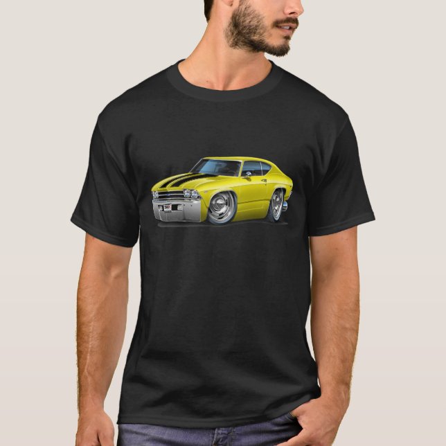 Chevelle Gult-Svart bil 1969 Tee Shirt (Framsida)