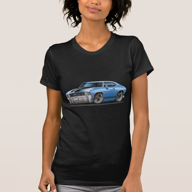 Chevelle Lt 1971-72 Blåsvart Bil T Shirt (Framsida)