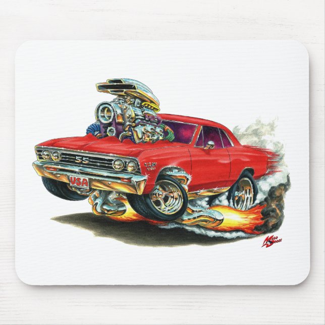 Chevelle röd bil 1967 musmatta (Framsidan)