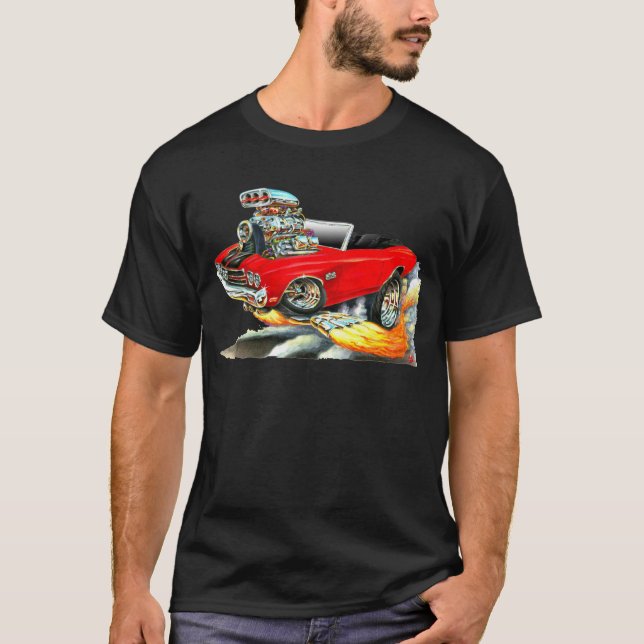 Chevelle Röd-Svart cabriolet 1970 Tee Shirt (Framsida)