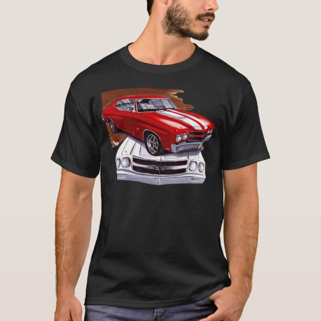 Chevelle Röd-Vit bil 1970 Tee (Framsida)