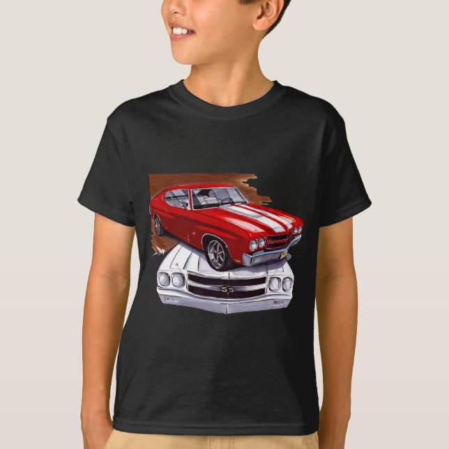 Chevelle Röd-Vit bil 1970 Tee (Framsida)