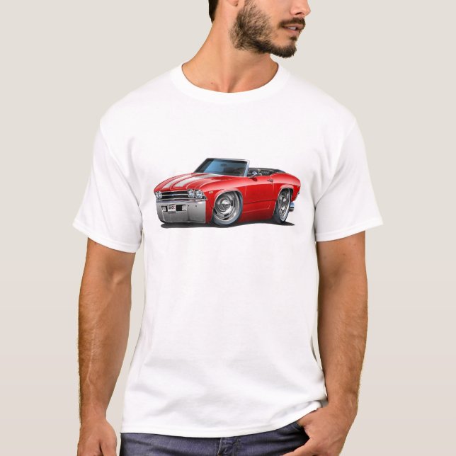 Chevelle Röd-Vit cabriolet 1969 Tee (Framsida)