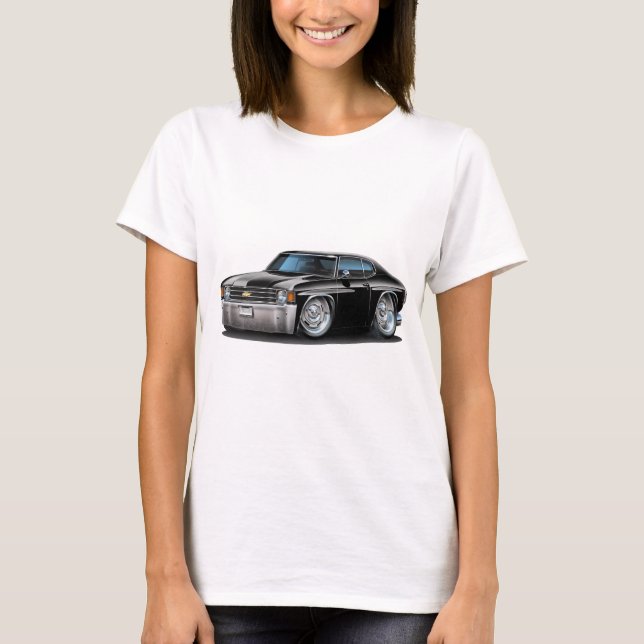 Chevelle svart bil 1971-72 t-shirt (Framsida)