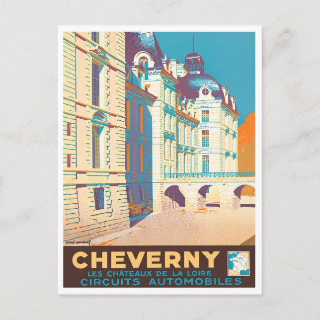 Cheverny Frankrike vintage resor Vykort (Framsida)