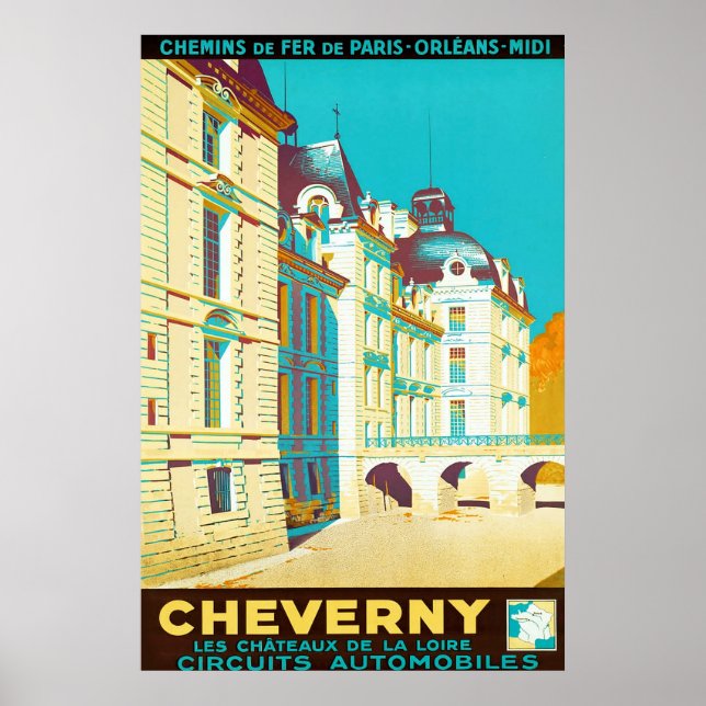 Cheverny ~ Vintage Fransk Travel Poster (Framsidan)