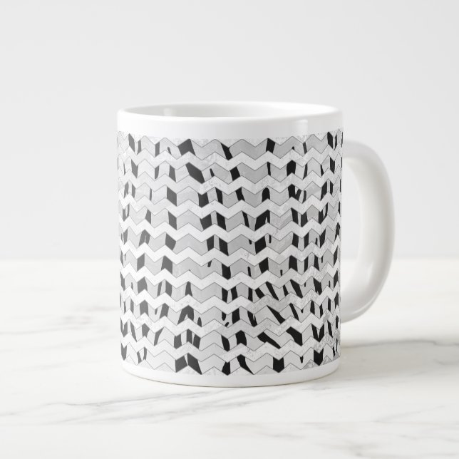 Cheveron Tiger Black and White Print Jumbo Mugg (Framsida höger)