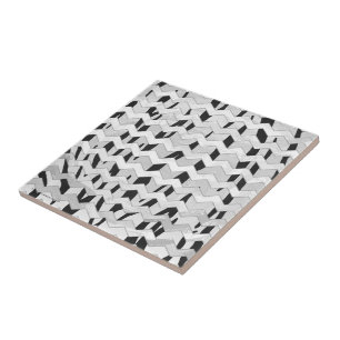 Cheveron Tiger Black and White Print Kakelplatta