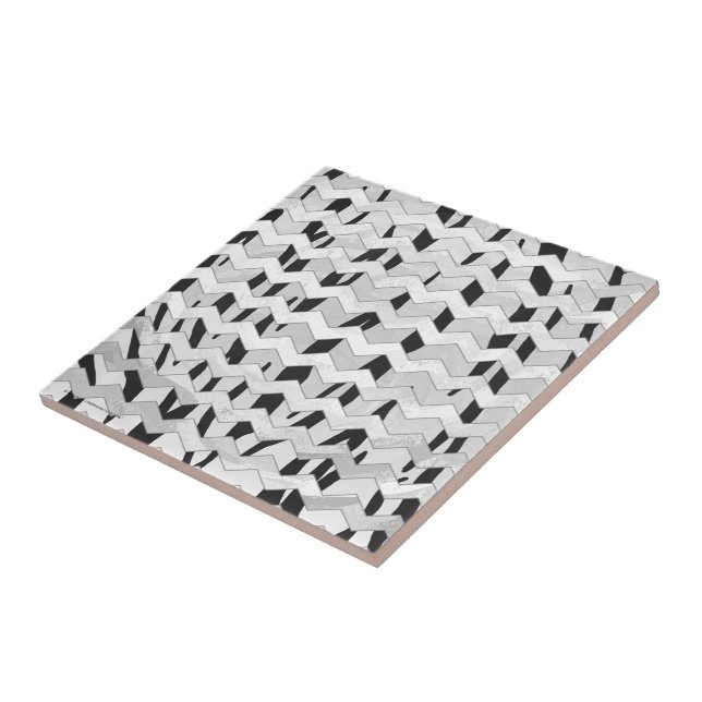 Cheveron Tiger Black and White Print Kakelplatta (Sidan)