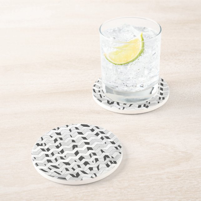 Cheveron Tiger Black and White Print Underlägg Sandsten (Sidan)