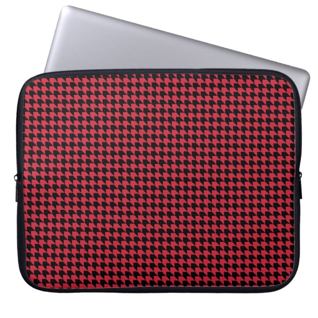 Chevon Checks Red and Black Laptop Sleeve (Framsidan)