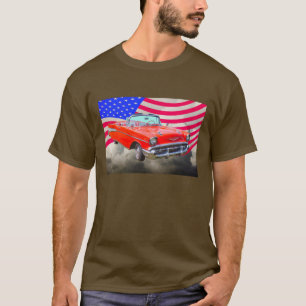Chevrolet 1957 Bel Air och US-flagga T Shirt