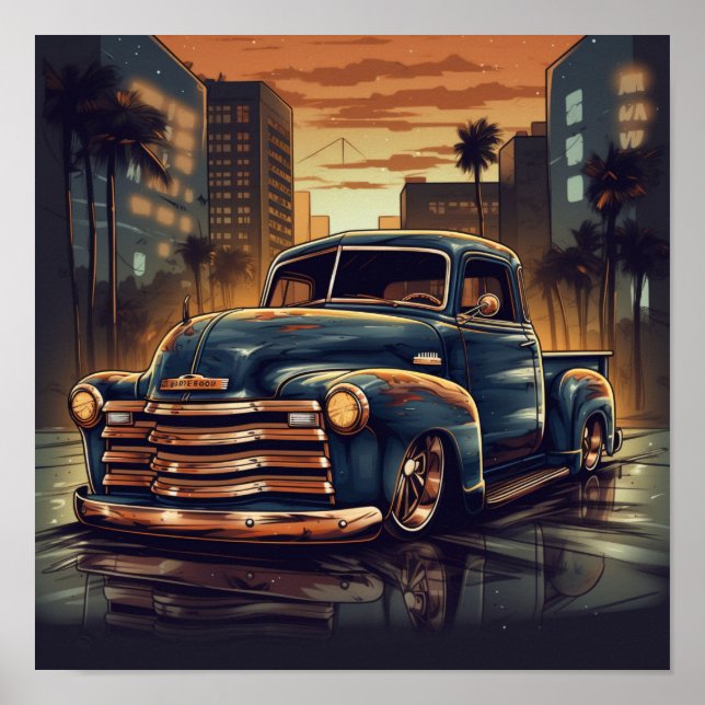 Chevrolet 3100 Lowrider Bomb Chevy Lastbil Lowride Poster (Framsidan)