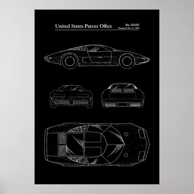 Chevrolet Aerovette Concept Car Patent Poster (Framsidan)