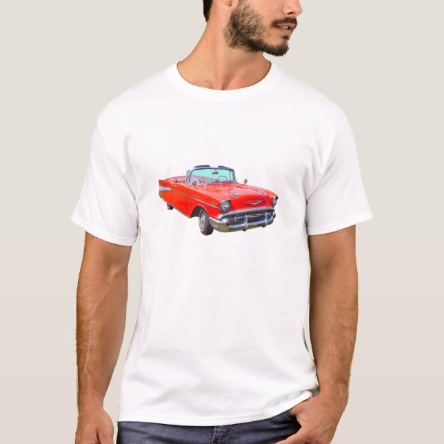 Chevrolet Bel Air konvertibel antik bil 1957 Tee Shirt (Framsida)