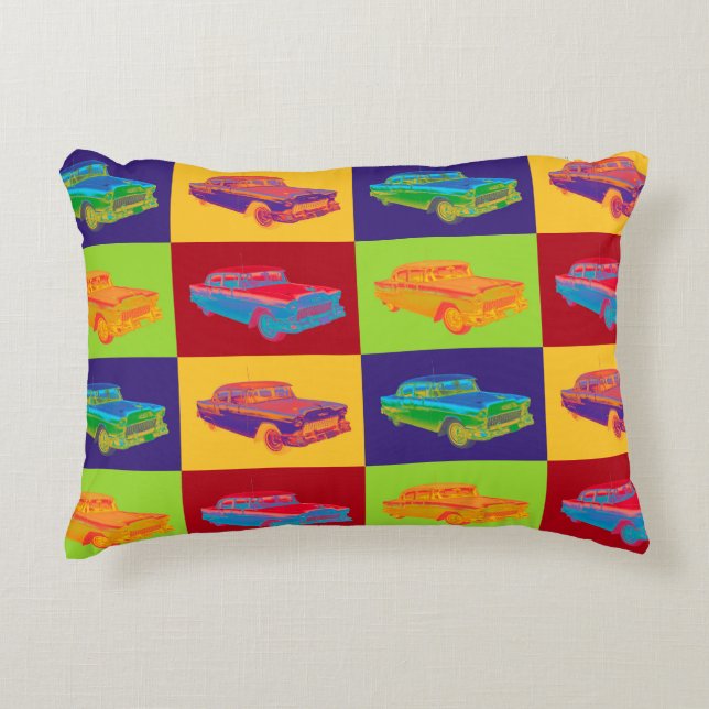 Chevrolet Bel Air popkonst 1955 Prydnadskudde (Framsidan)