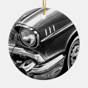 Chevrolet Bel Air svart 1957 & vit Julgransprydnad Keramik
