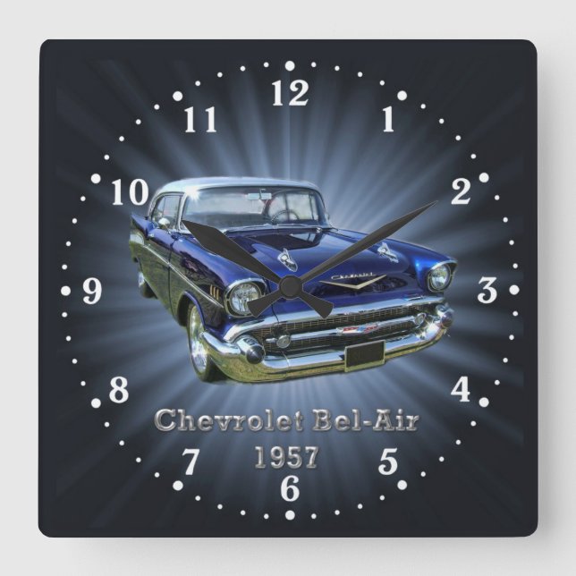 Chevrolet Bel-Luft 1956 Wall Clock Fyrkantig Klocka (Framsida)