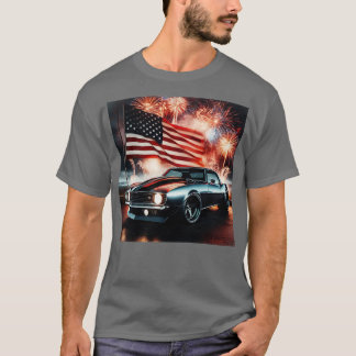 Chevrolet Camaro och American Flagga by Gas Auto T Shirt