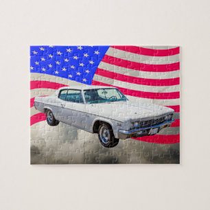 Chevrolet Caprice 1966 med amerikanska flaggan Pussel
