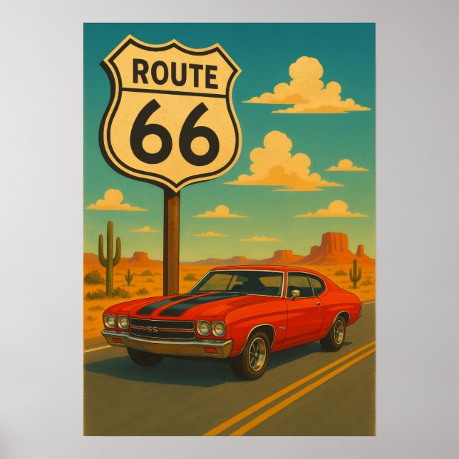 Chevrolet Chevelle SS - Route 66 Poster (Framsidan)