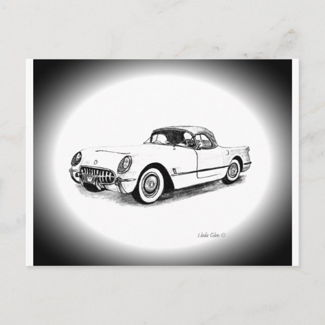 Chevrolet Corvette 1954 Vykort (Framsida)