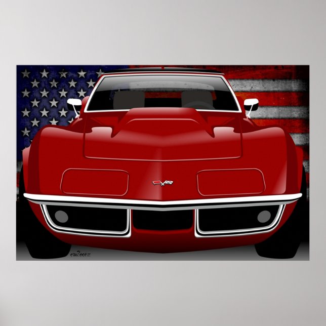 Chevrolet Corvette C3 röd Poster (Framsidan)