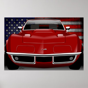 Chevrolet Corvette C3 röd Poster