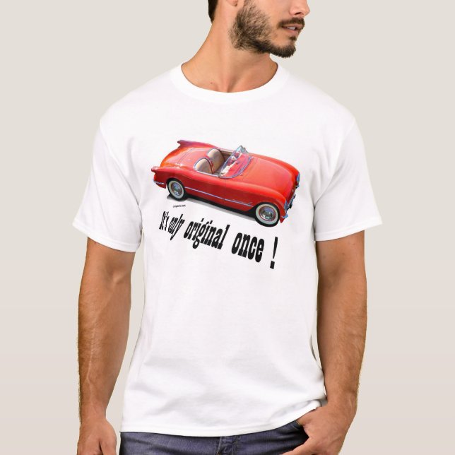 Chevrolet Corvette cabriolet 1955 T-shirt (Framsida)