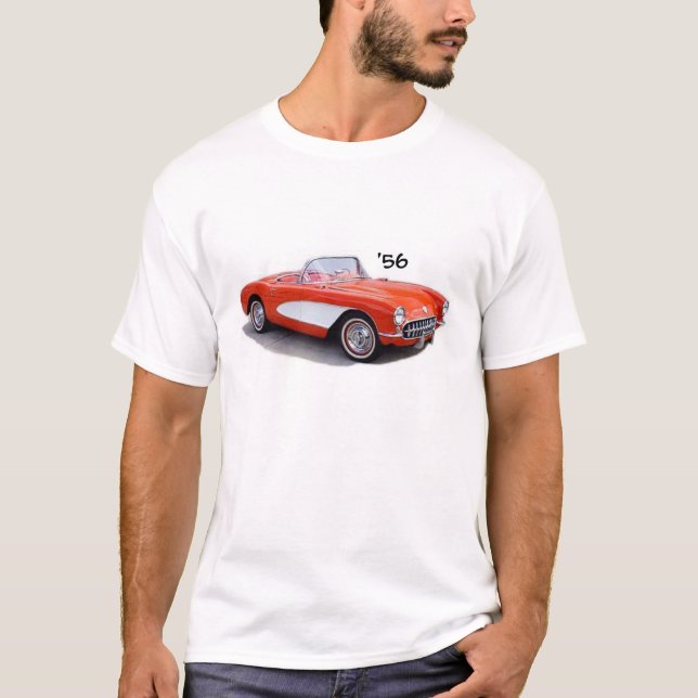 Chevrolet Corvette Vette 1956 'tshirt 56 Tee Shirt (Framsida)