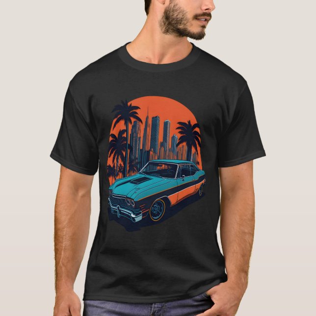 Chevrolet Impala American Muscle Car Miami Street T Shirt (Framsida)