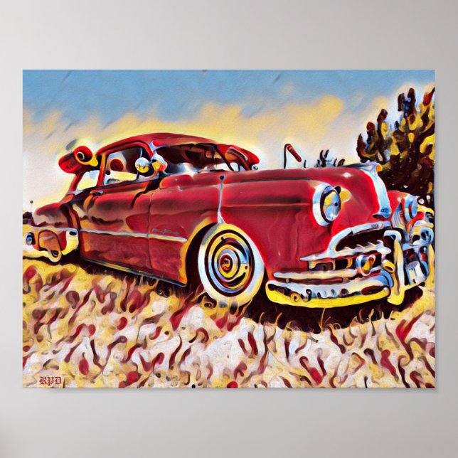 Chevrolet Lowrider Bomb Red Low Rider Chevy Art Poster (Framsidan)
