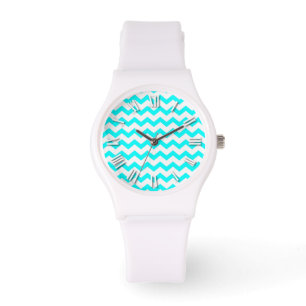 Chevron Aqua Teal and White Zig Zag Zags Armbandsur
