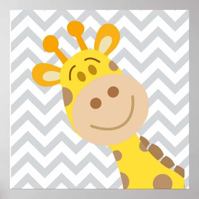 Chevron Baby Giraffe Nurseries Väggkonst (Framsidan)