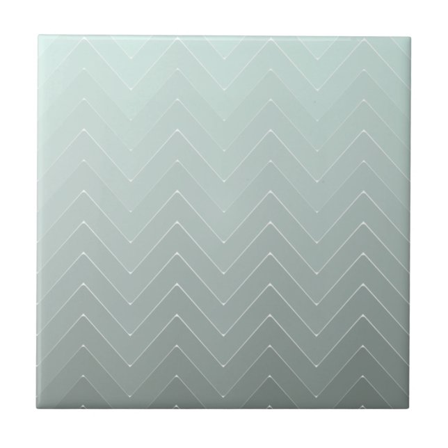 Chevron Backsplash Mint Ombre Mönster Ceramic Tile Kakelplatta (Framsidan)
