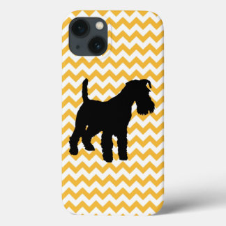 Chevron-bakgrund med Schnauzer Silhouette