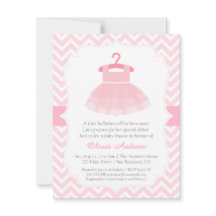 Chevron Ballerina Baby Shower-inbjudningar