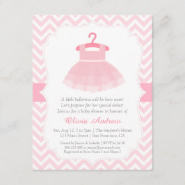 Chevron Ballerina Flicka Bebis Bebis Shower Inbjud Inbjudningar