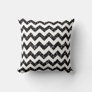Chevron Blac Glitter Rand Zig Throw Couch Pillow Kudde
