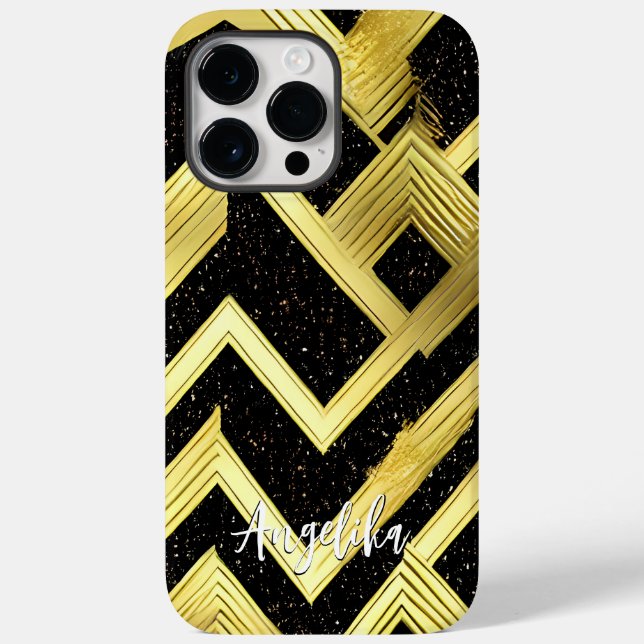 Chevron Black och Guld Personlig Namn (Baksida)