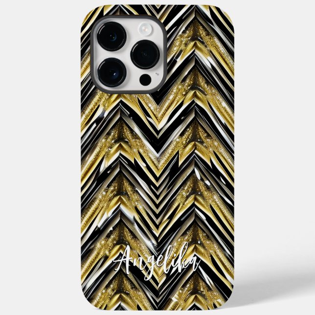 Chevron Black och Guld Personlig Namn (Baksida)