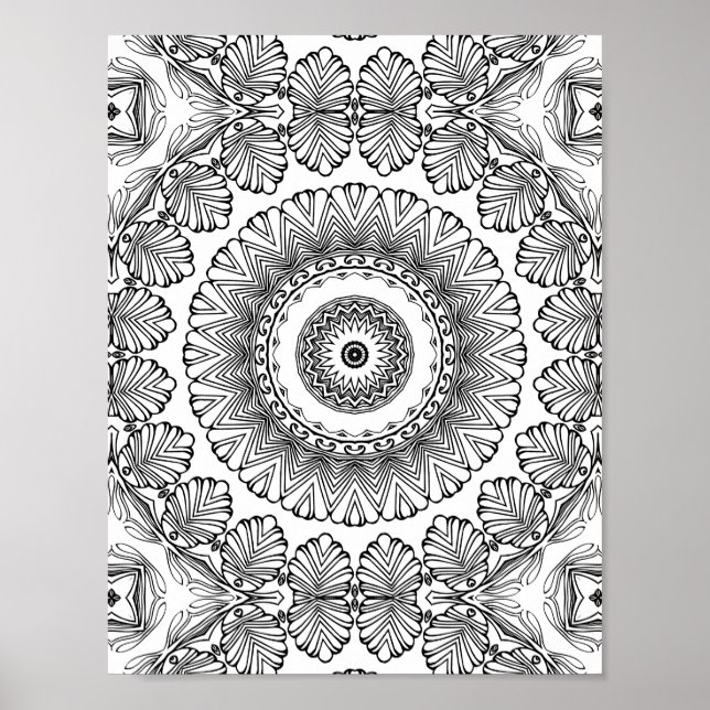 Chevron Bladskott Färgningssida Mönster Konstverk Poster (Framsidan)