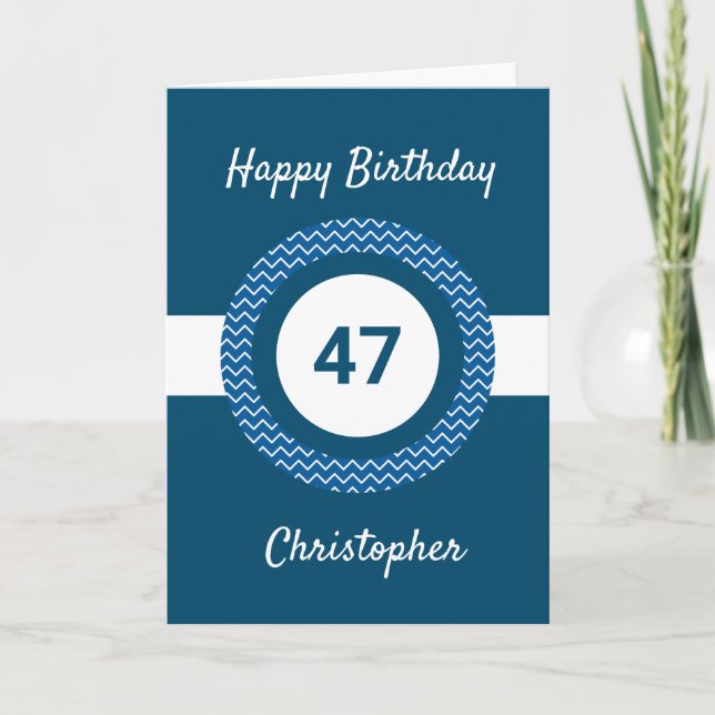 Chevron Blue 47:e födelsedagskortet Kort (Framsida)