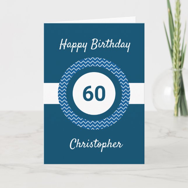 Chevron Blue 60:e födelsedagskortet Kort (Framsida)