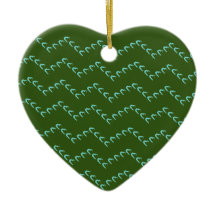 Chevron Blue Hearts Ceramic Forest Grönt Ornament