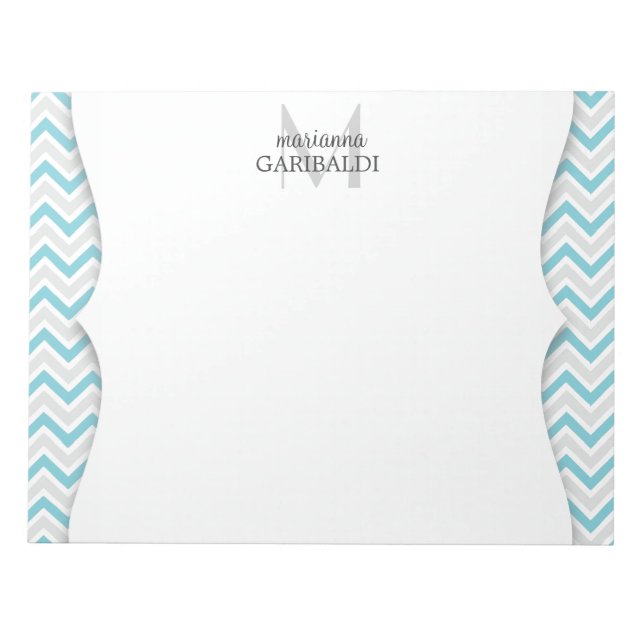 Chevron Blue och Modern Personlig Anteckningsblock (Framsida)