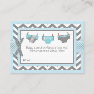 Chevron Blue Uggla Diaper Raffle Biljett Tilläggskort