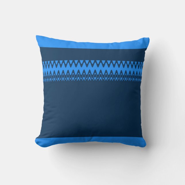 Chevron Blue Zigzag Rand Art Design Kudde (Framsida)