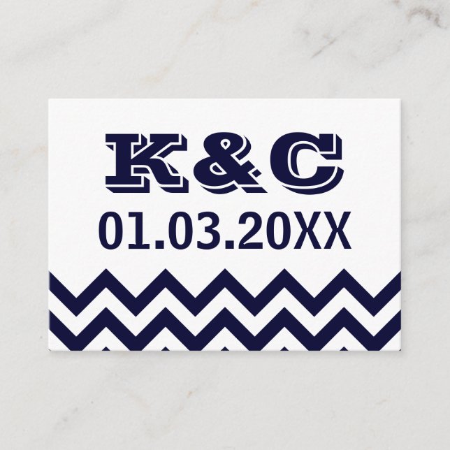Chevron Bröllop Place Cards Placeringskort (Framsida)