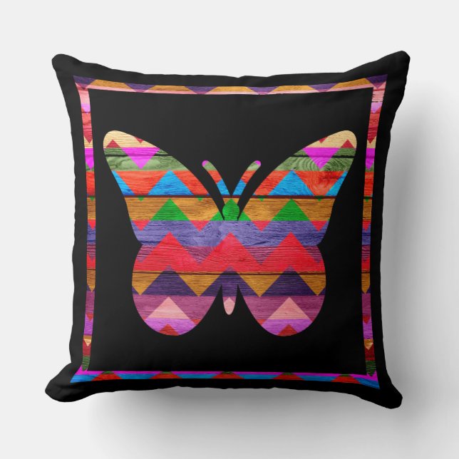 Chevron Butterfly Mönster Kudde (Framsida)